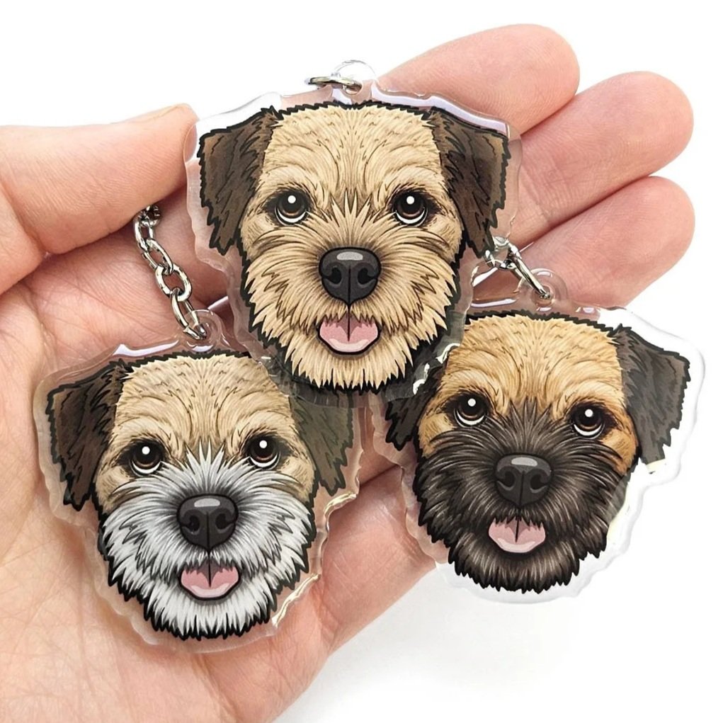 Border Terrier keyrings / dog collar charms