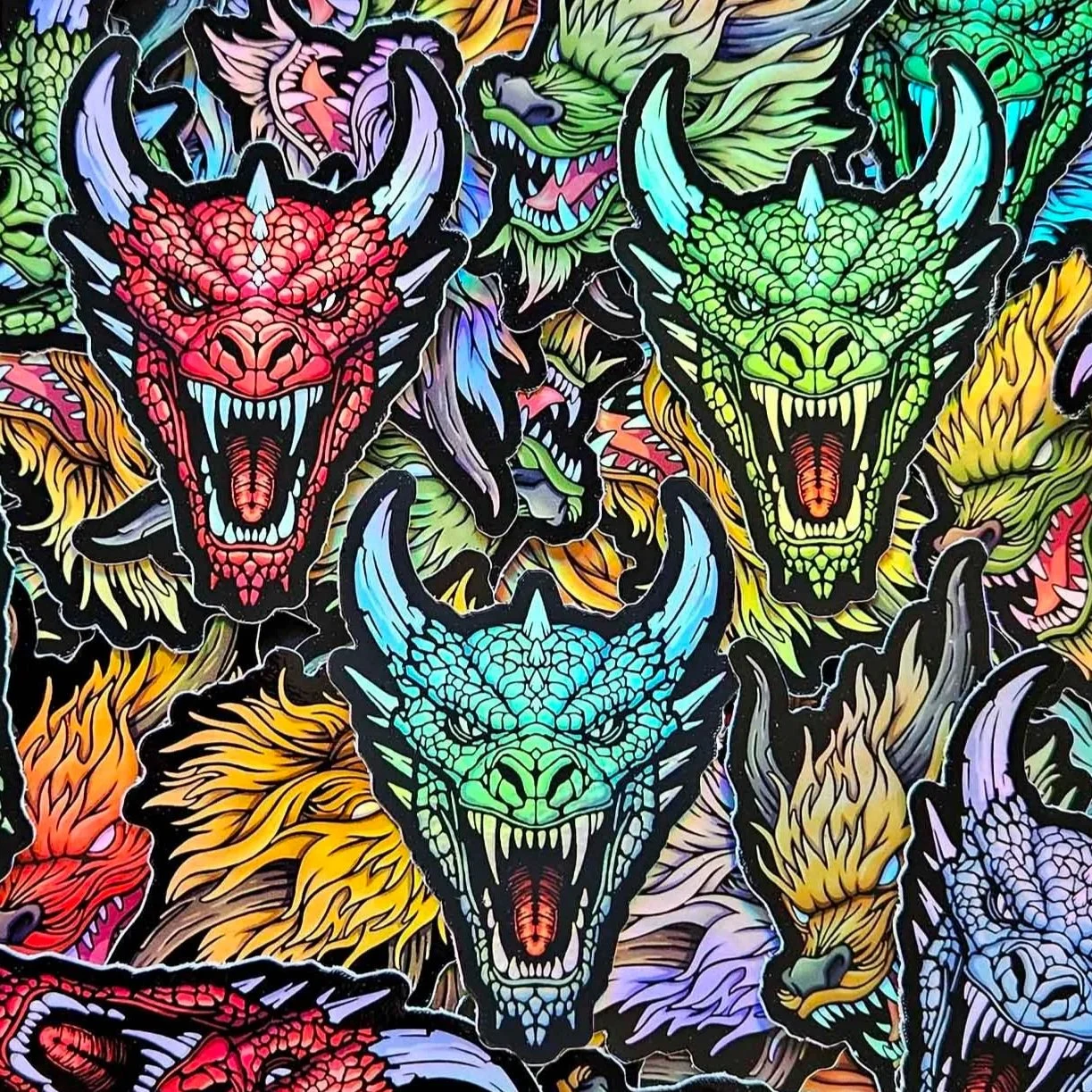 Western Dragon holographic sticker / European Dragons