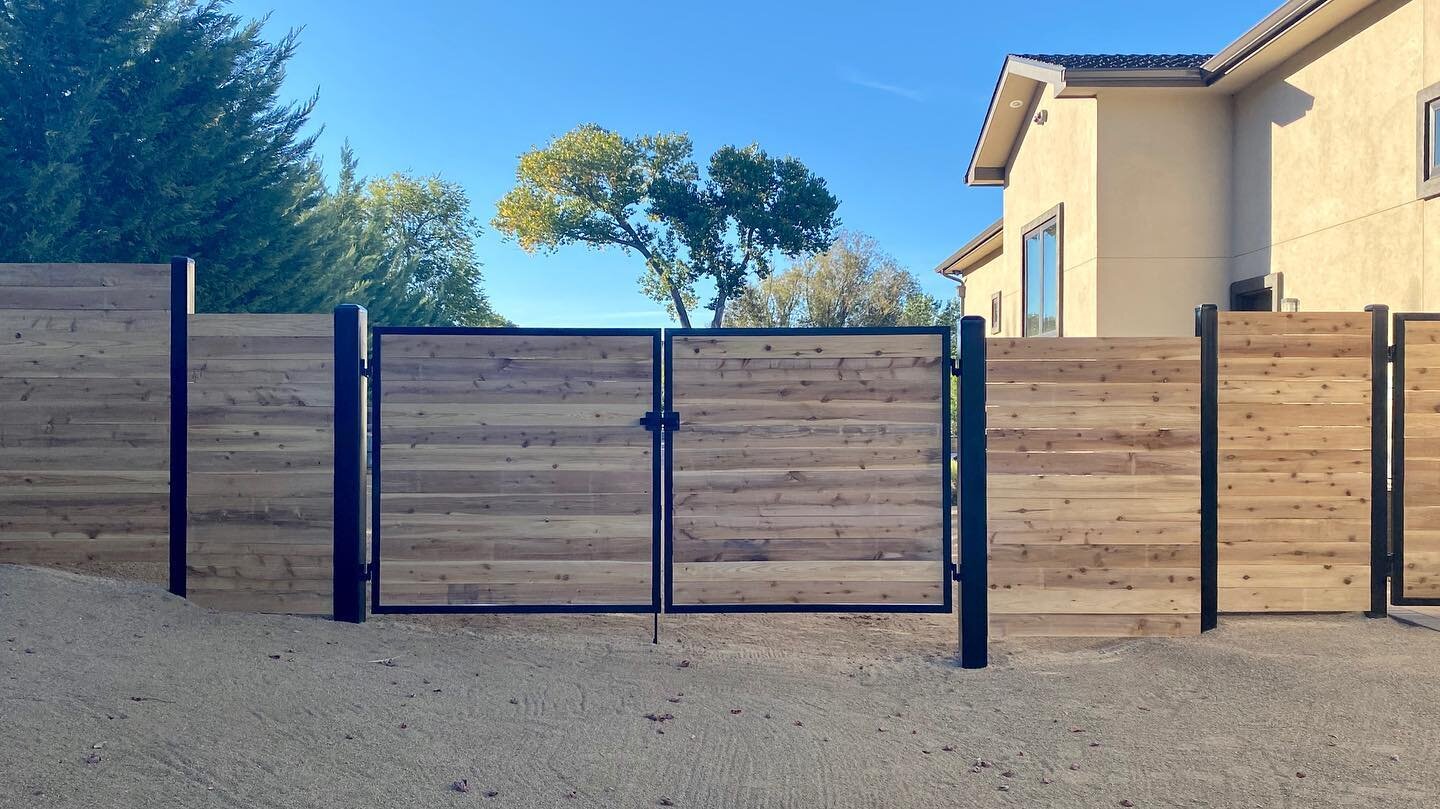 We&rsquo;re ready to go horizontal ⚡️⚡️⚡️ our team welded this double swing gate, man gate, and installed this split rail with wire. Our team is skilled and professional! Only with #NevadaFence #BuiltToLast 🙌