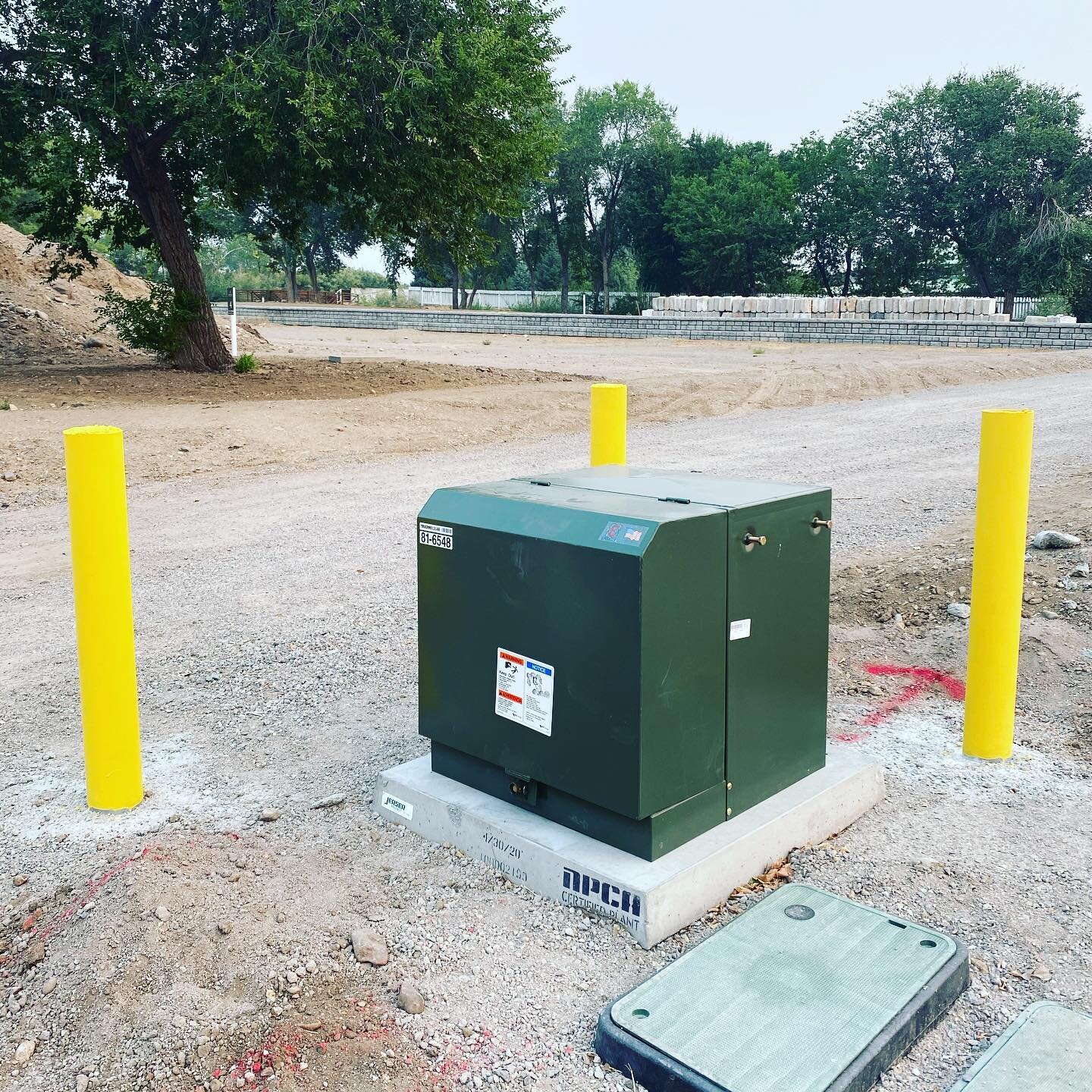 We do bollards! Protecting transformers in a new development is essential. Painted highlighter yellow so you can&rsquo;t miss them! 💛💛💛 #NevadaFence #BuiltToLast