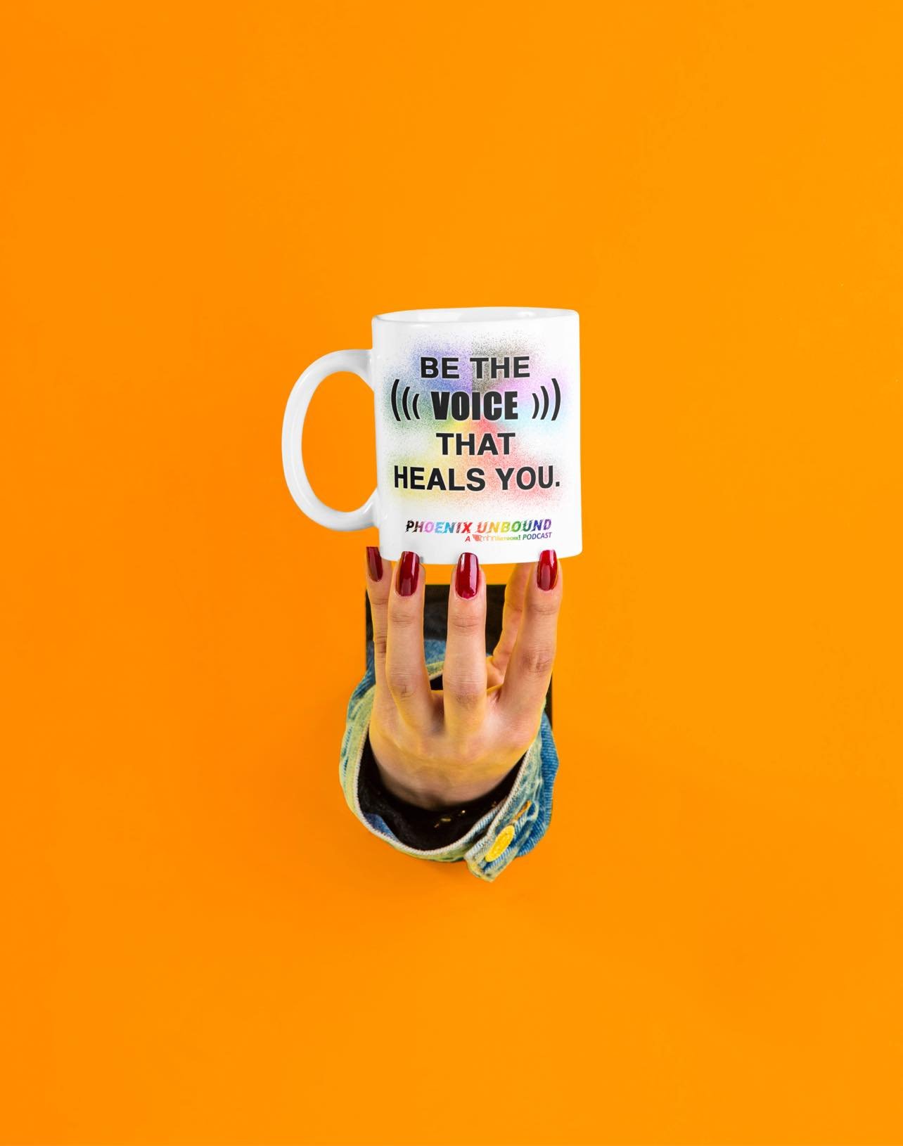 "Be The Voice That Heals You." Pride Podcast Mug