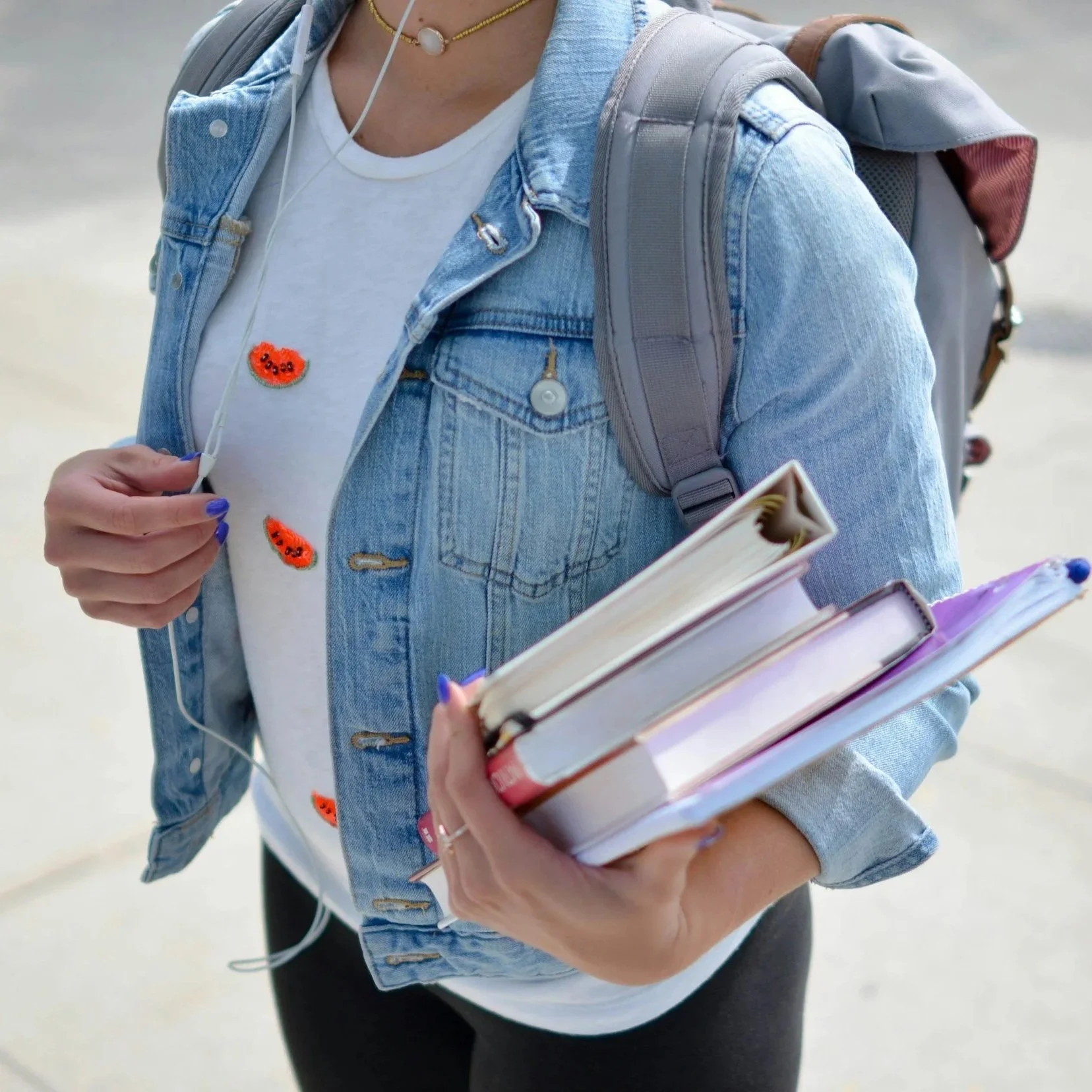 School girl with books