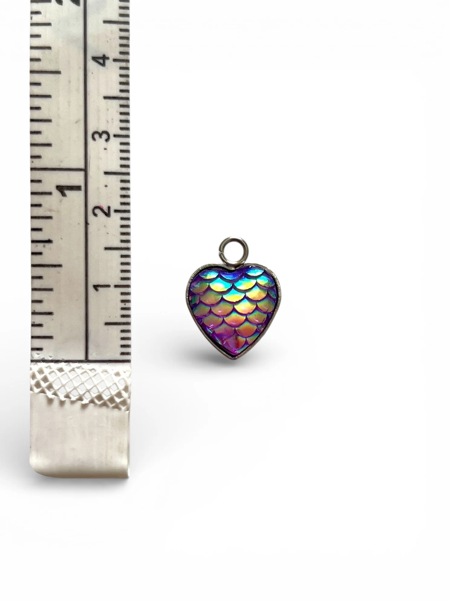 rainbow scale enamel heart charm