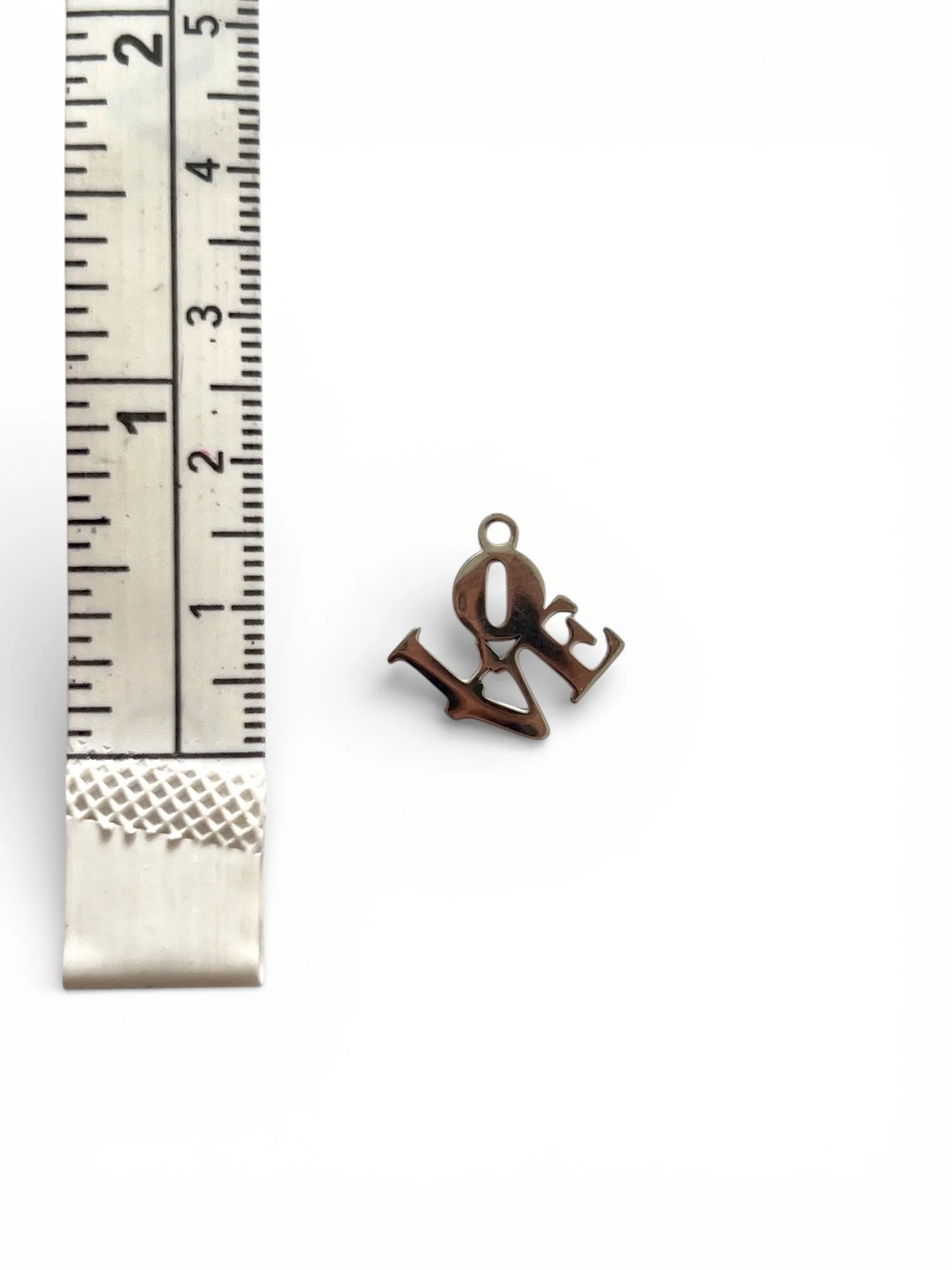 silver love word charm