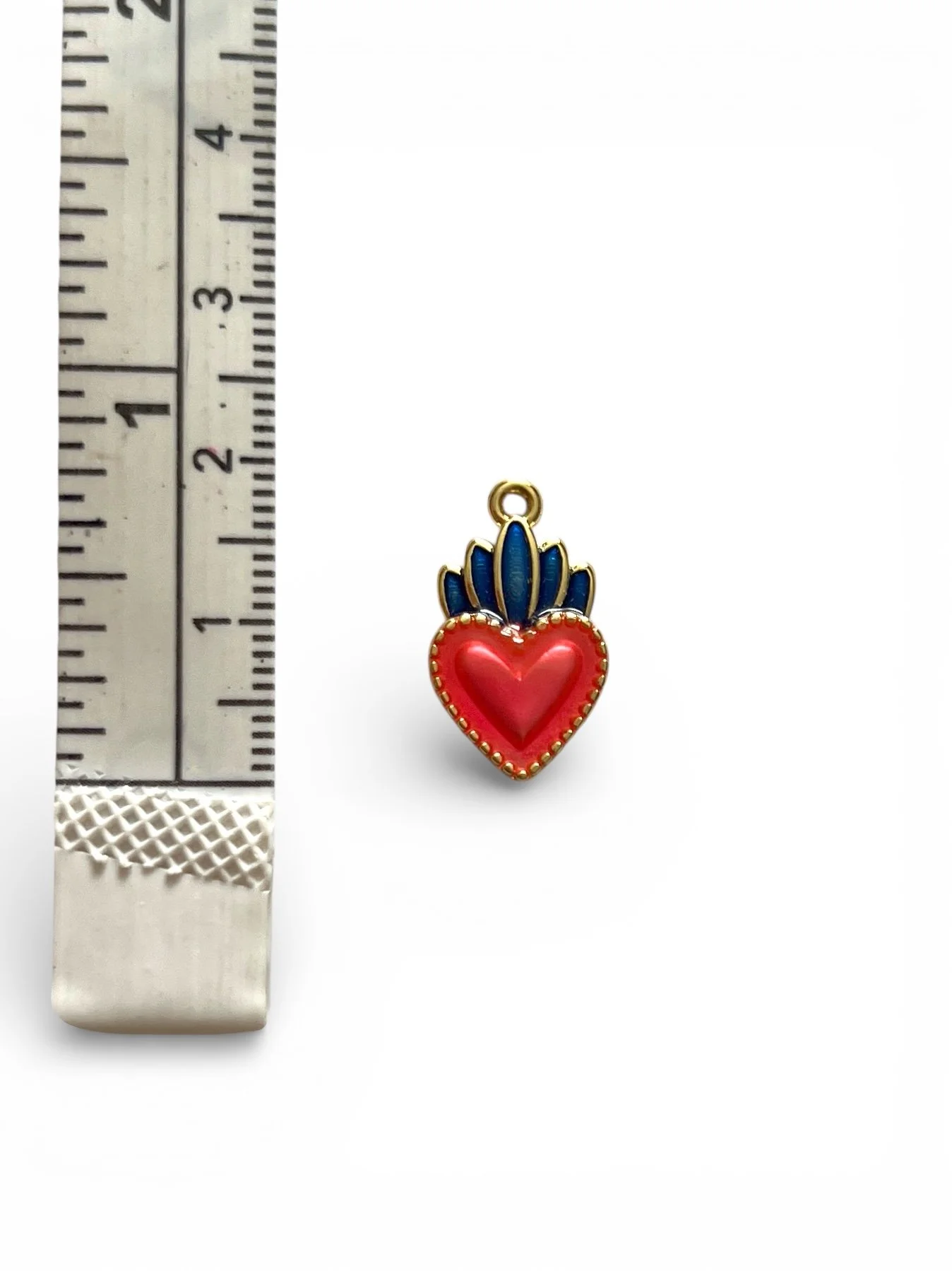 red enamel Milagros heart charm
