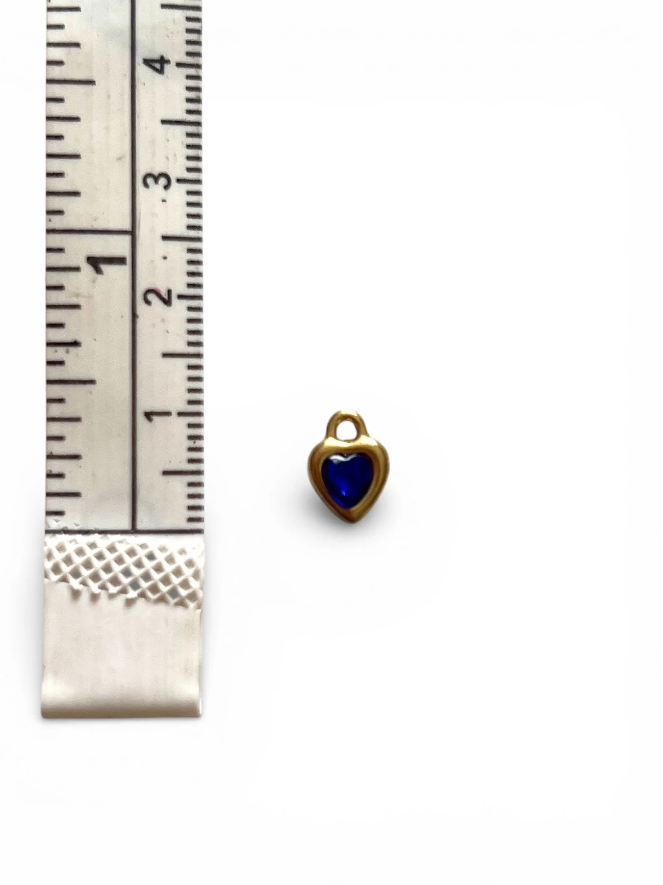 tiny blue jewel heart charm