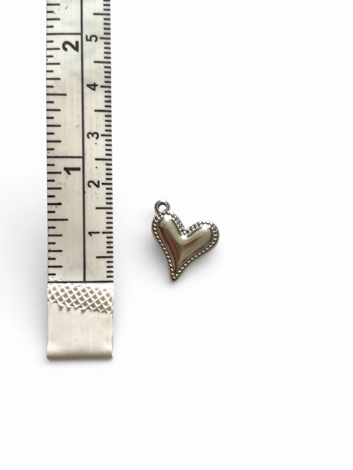 silver textured heart charm