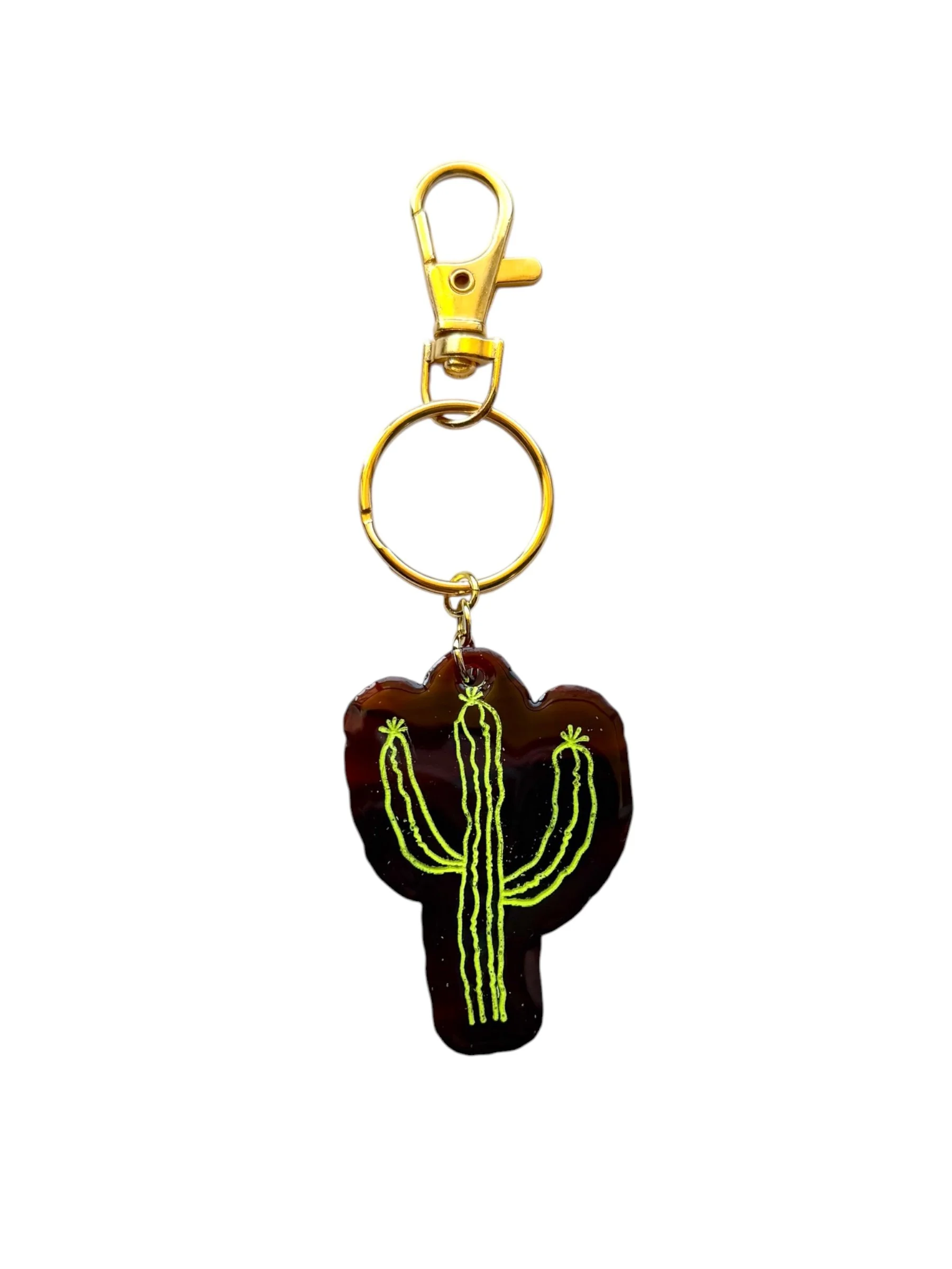 Neon Saguaro Keychain