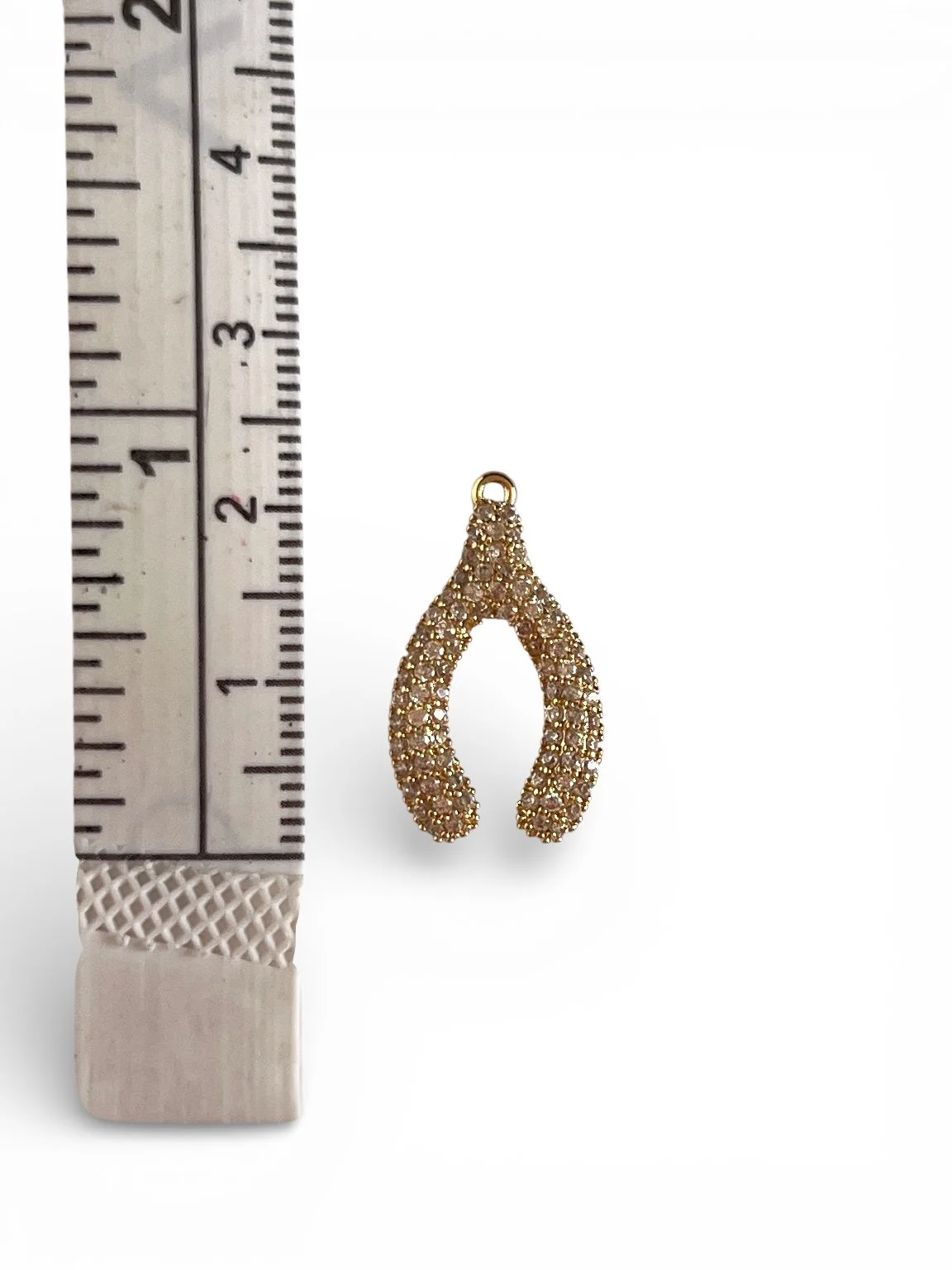 rhinestone wishbone charm