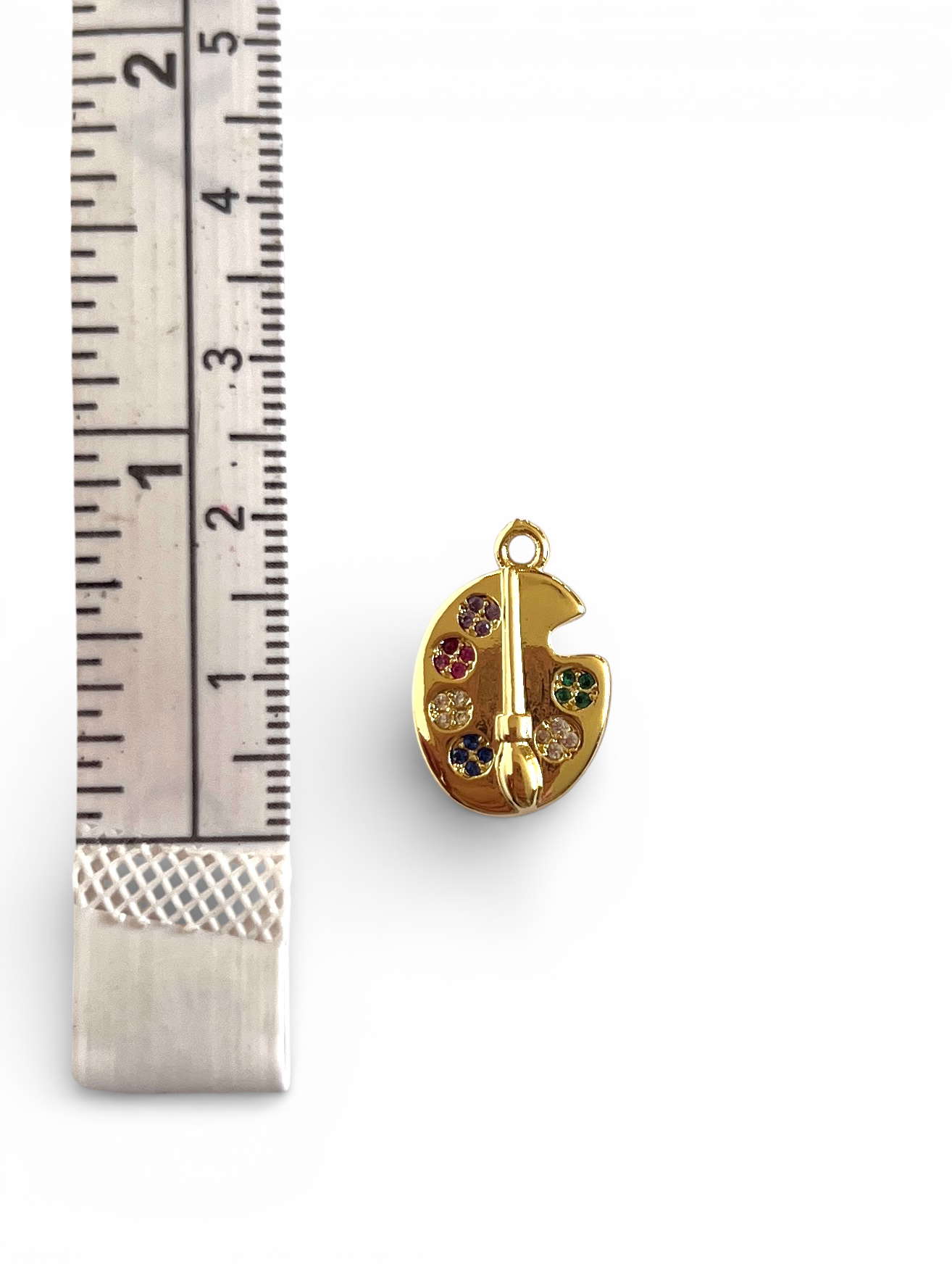 gold rhinestone enamel paint palette charm