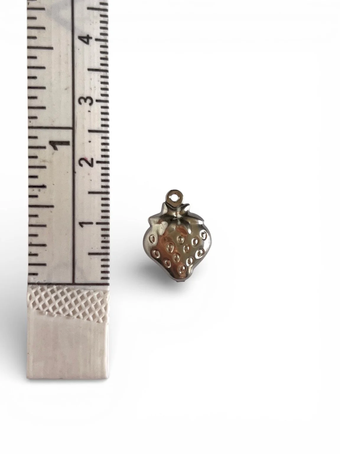 small silver engraved strawberry charm