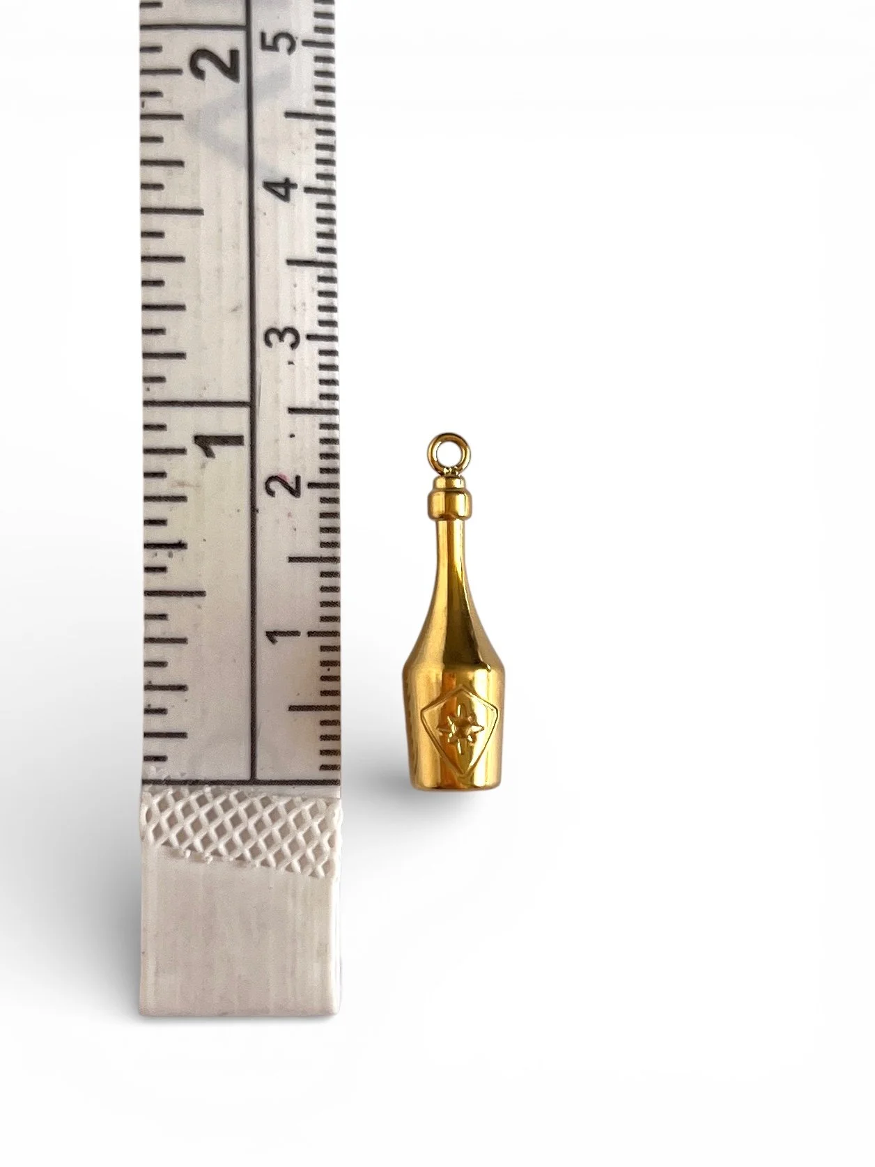 stainless steel gold champagne bottle charm