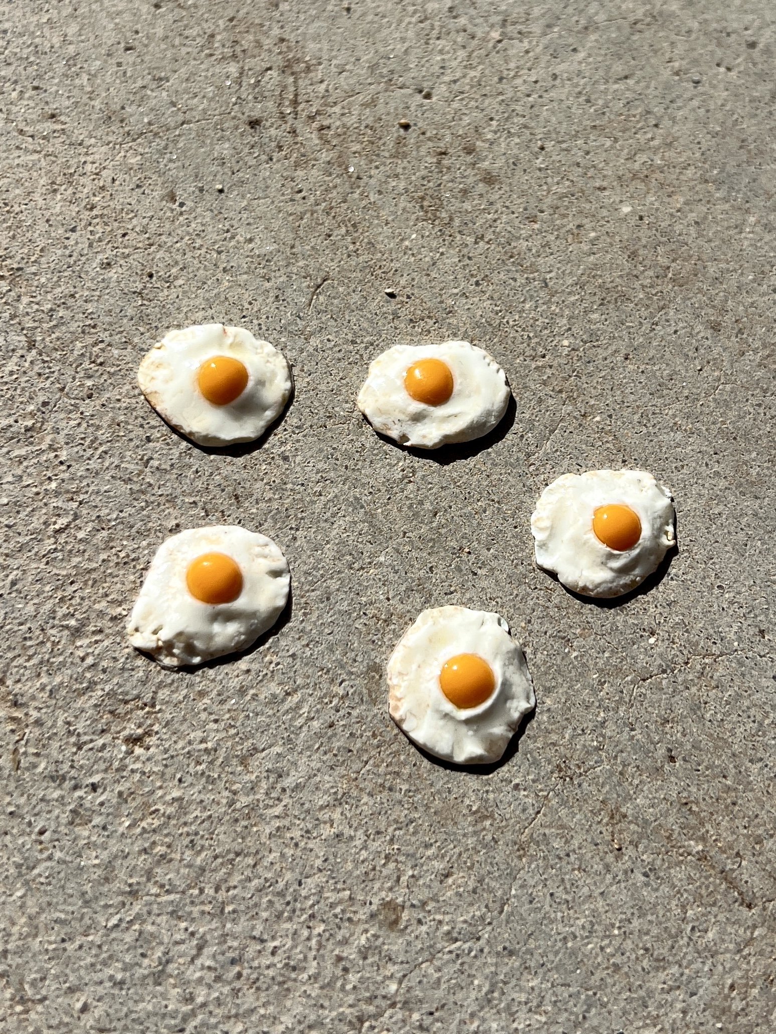 Mini polymer clay sunny side egg charm