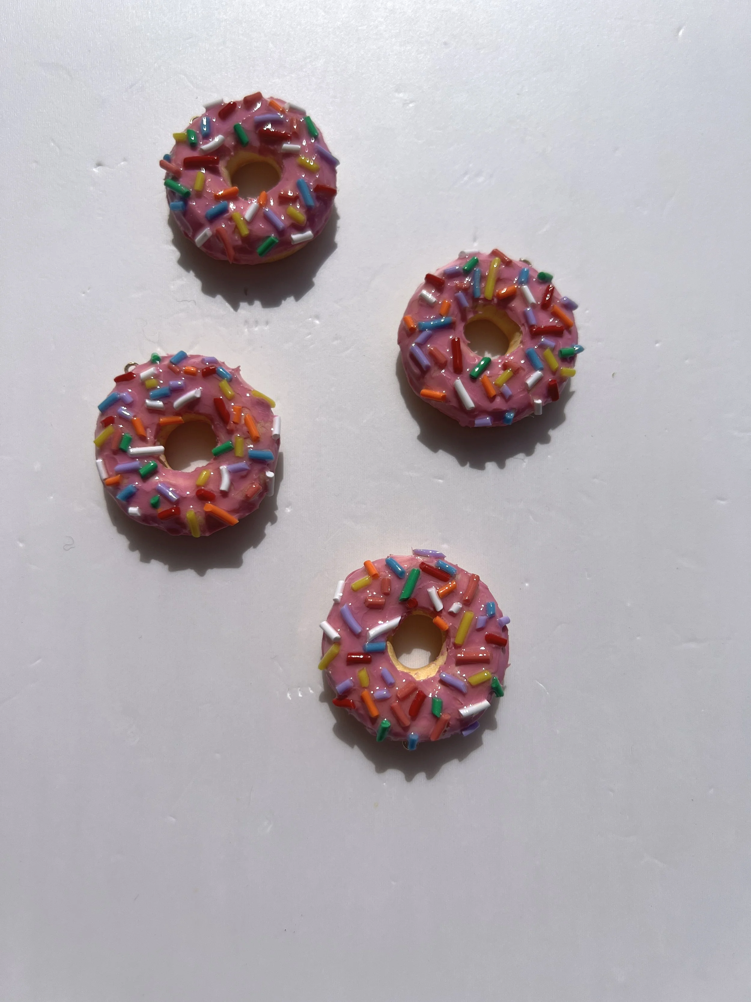 Mini polymer clay sprinkle donut charm