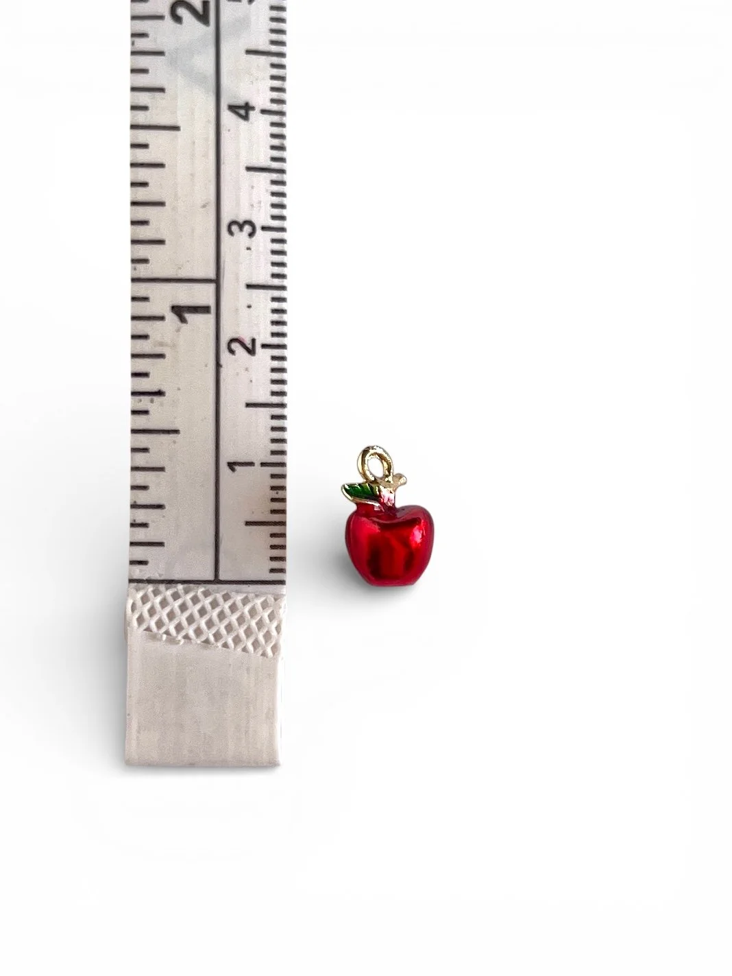 small red enamel apple charm