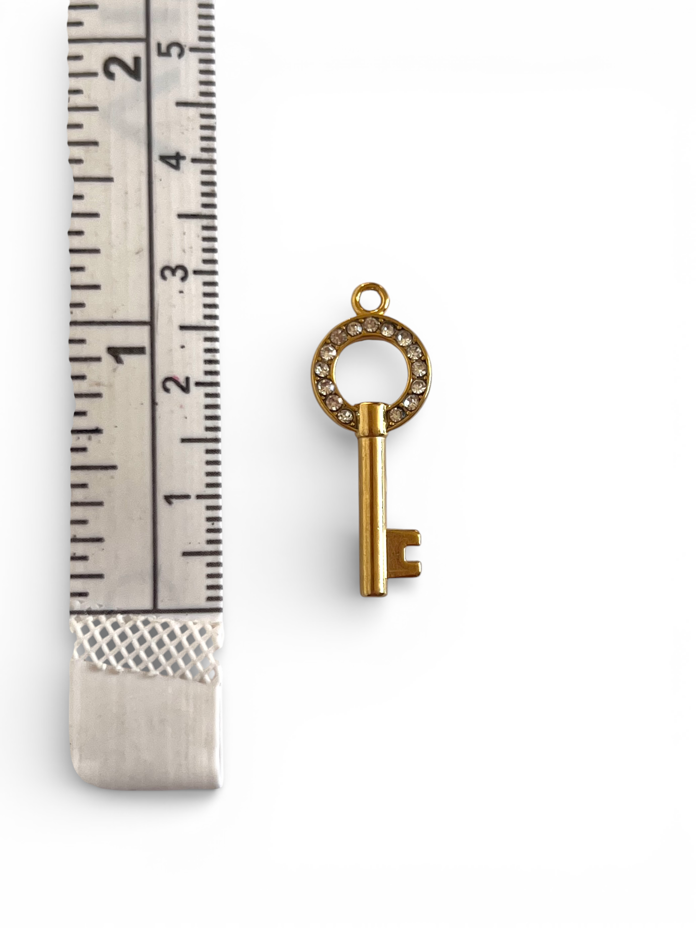 gold rhinestone key charm