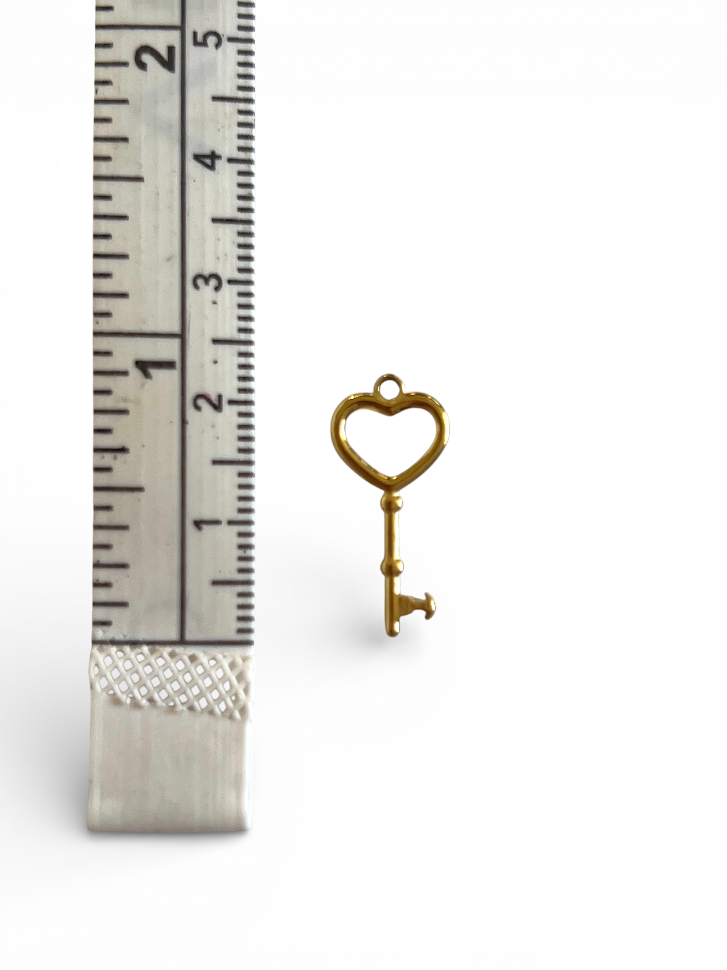 gold heart key charm