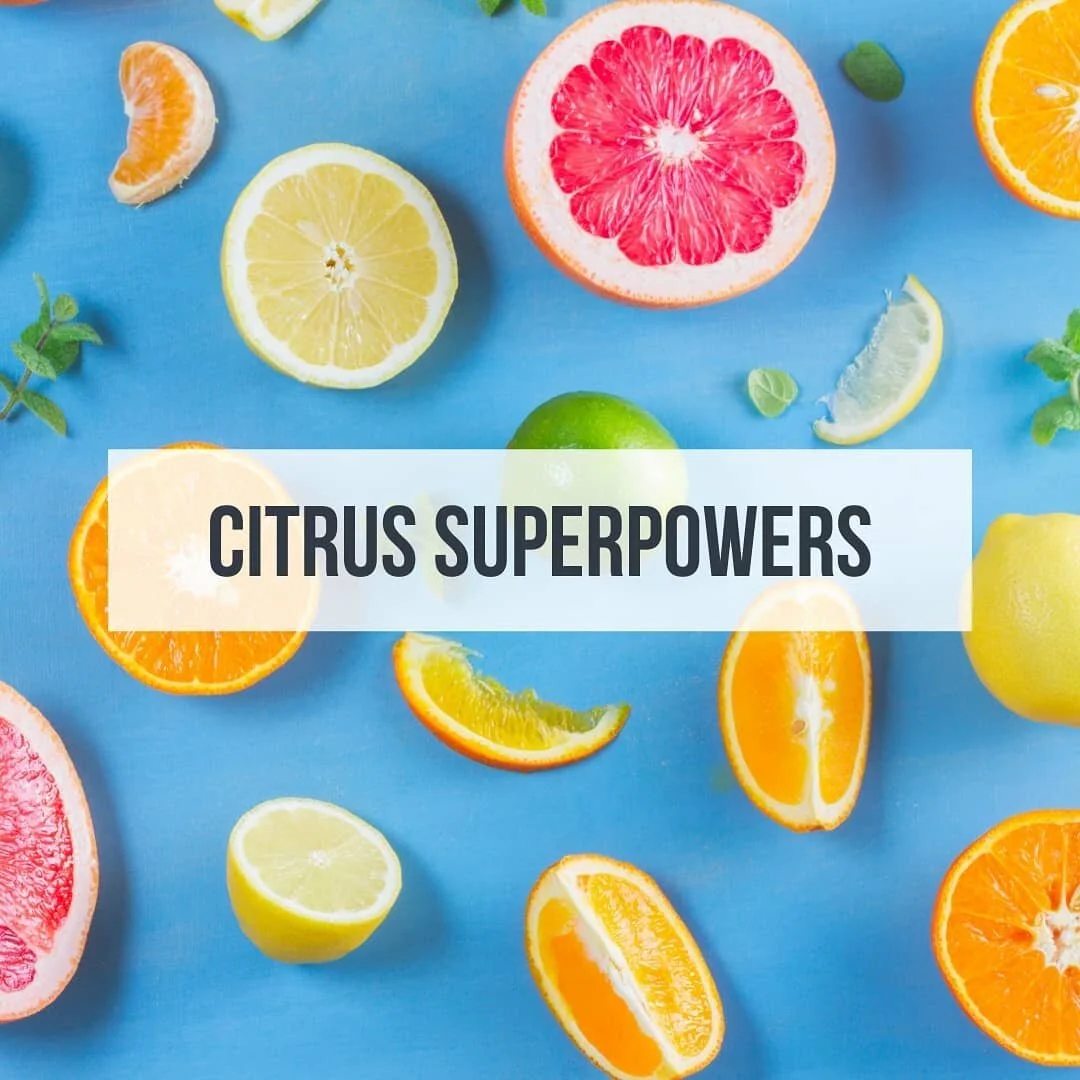 Citrus Superpowers 🍊🦸&zwj;♀️🍋🦹

Citrus fruits are great sources of nutrition for ample reasons: vitamin C, dietary fiber, potassium, folate, calcium, thiamin, niacin, vitamin B6, phosphorus, magnesium, copper, riboflavin, and pantothenic acid. 

