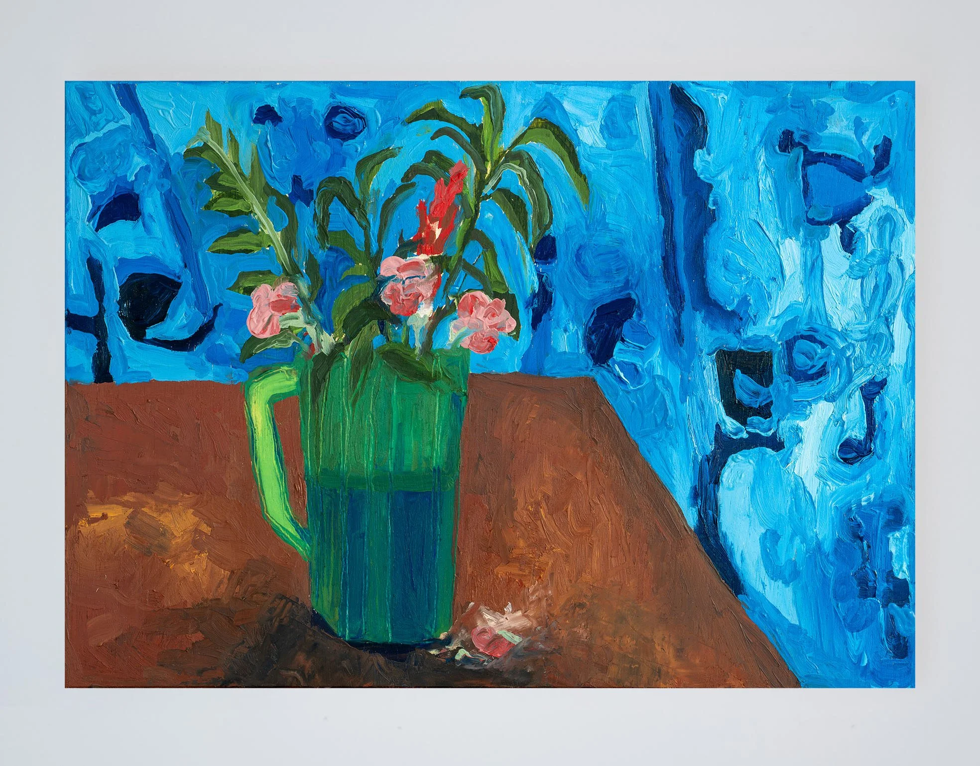 jarra flores verde [green jar flowers] - 40x28 cm; óleo sobre madeira [oil on wood]