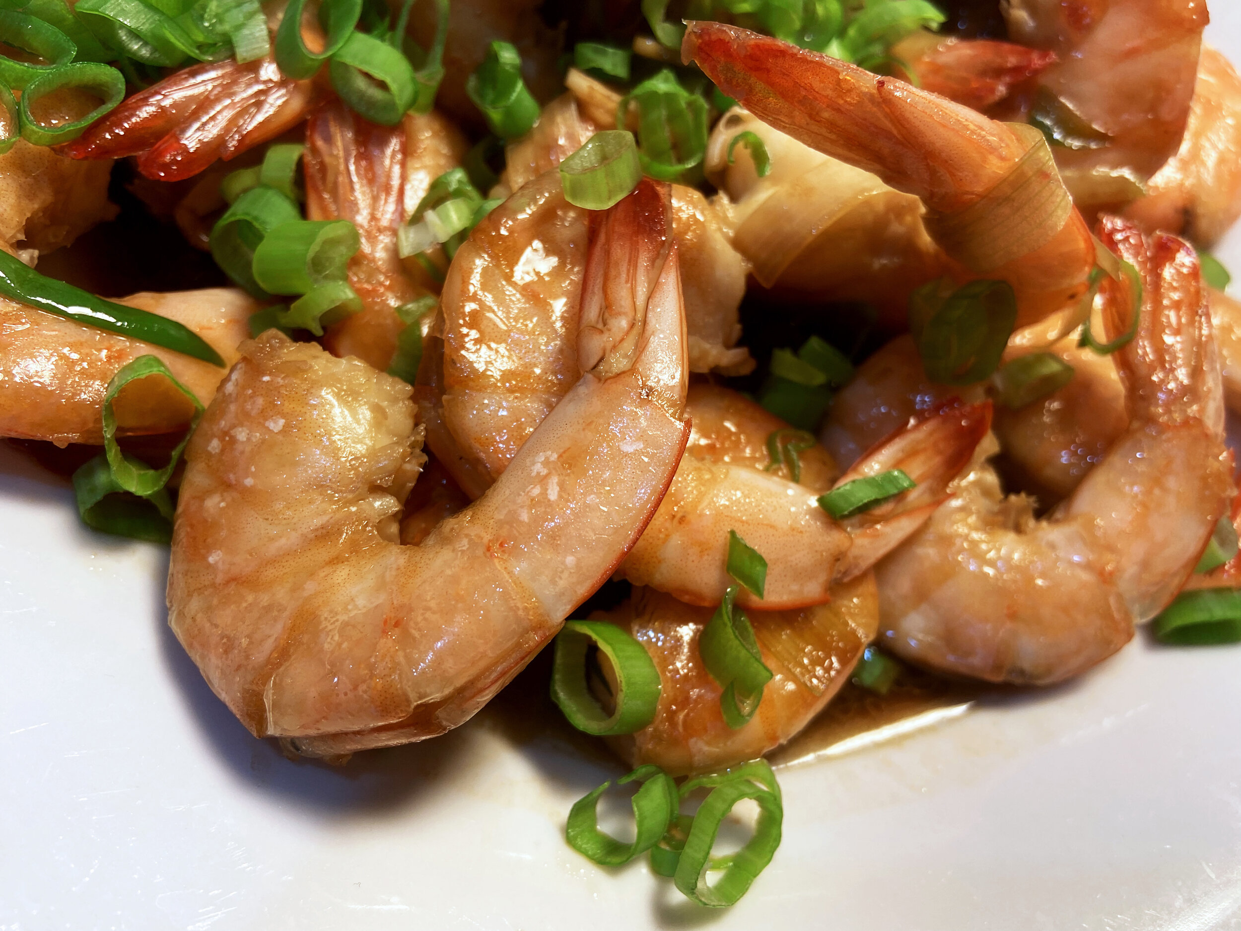 Soy Sauce-Braised Shell-On Shrimp and Scallions — Our American Cuisine