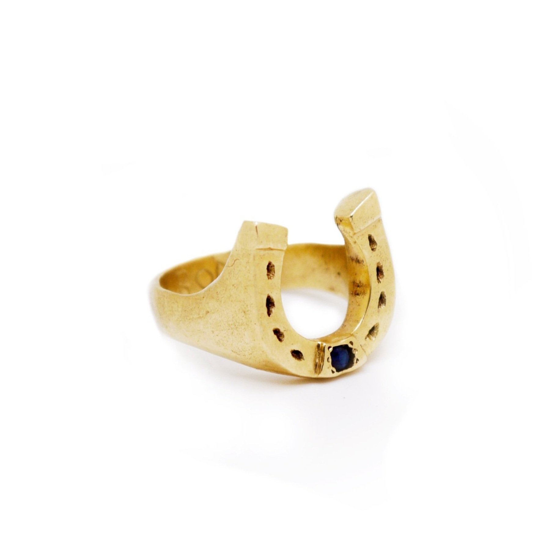 Gold Herradura with Sapphire