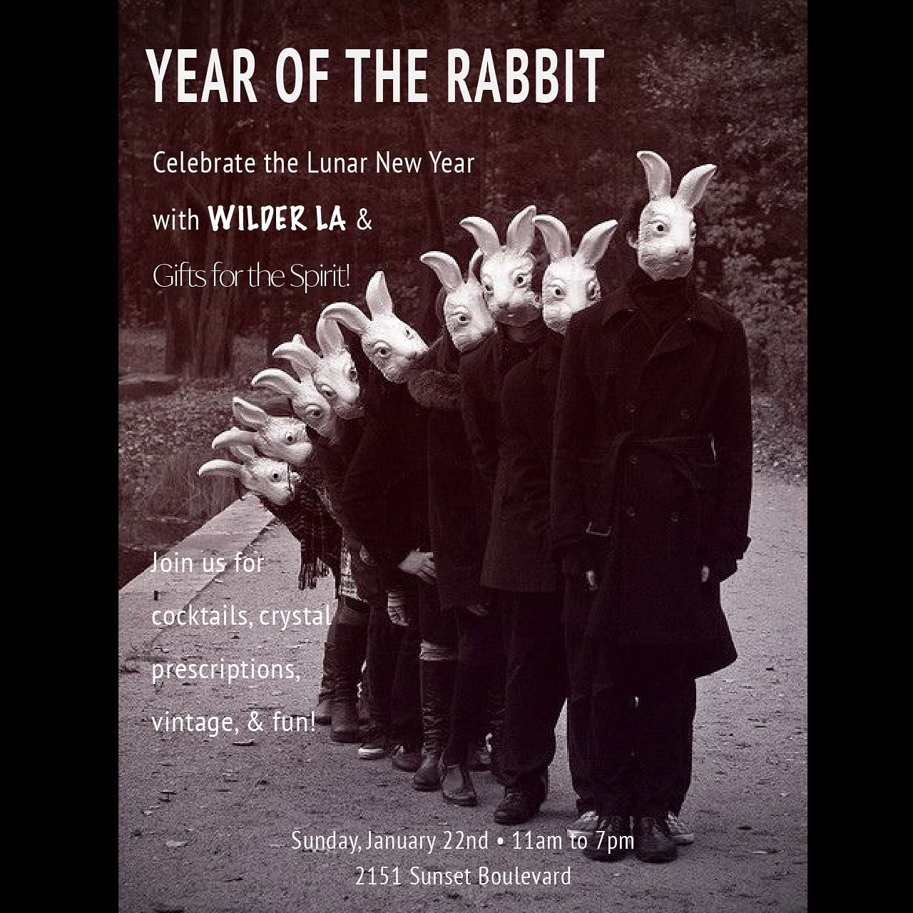 Happy Lunar New Year everyone!!! Come join us tomorrow Sunday 1/22 to celebrate the year of the rabbit. Start the year off with @giftsforthespirit 
Enjoy some cocktails and snacks in celebration of the new year. 
💙💙💙