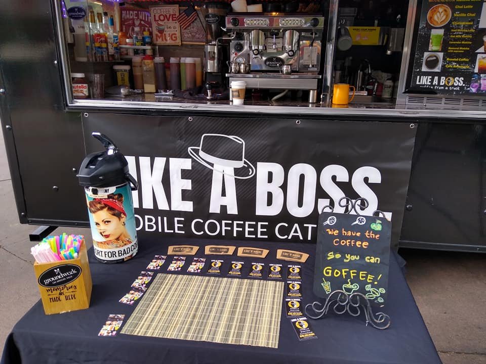 Mobile coffee truck set up at event location