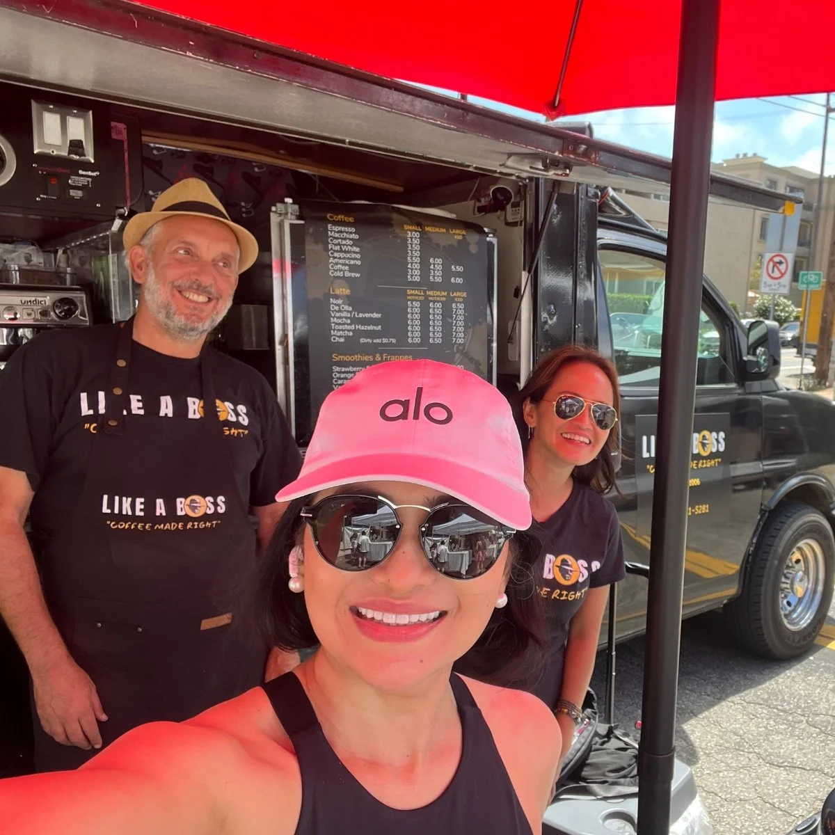 Selfie with Like A Boss Employees in front of the coffee truck