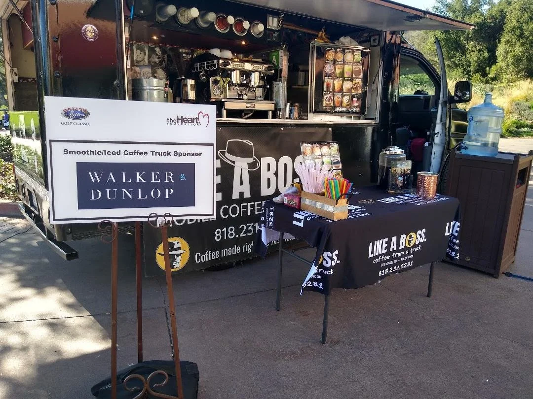 Coffee truck set up at corporate event location