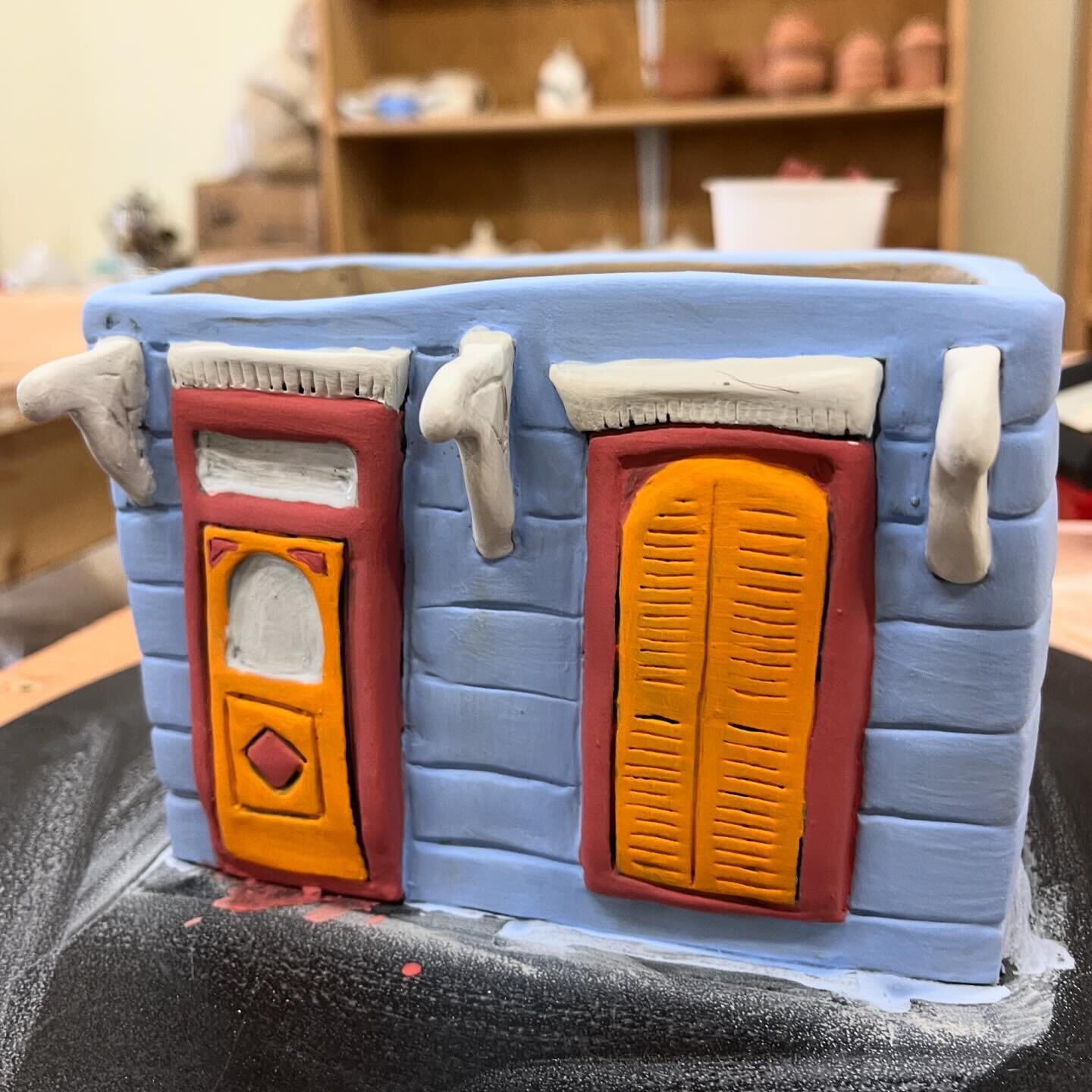 Had a nice &ldquo;welcome home to New Orleans&rdquo; moment in the studio this afternoon when a second line passed by as I was working on this little house jar. I feel so lucky and grateful to have attended my first NCECA and I think it will be keepi