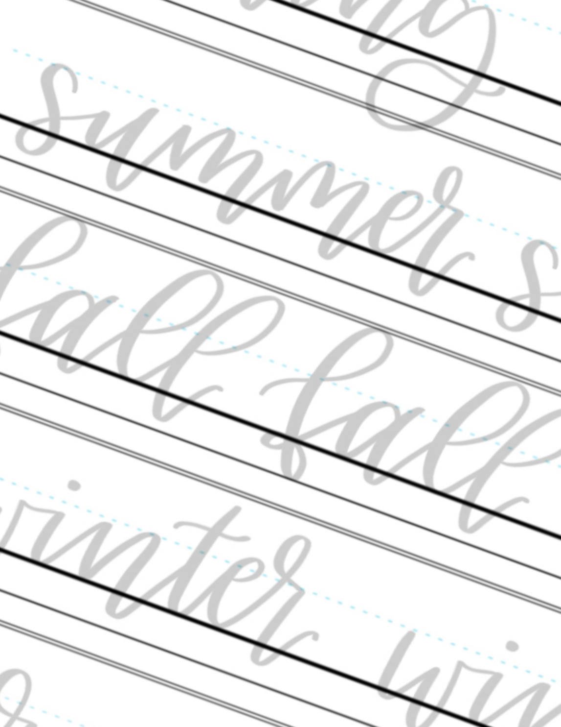 Upper and Lowercase Calligraphy Practice Words Summer Fall