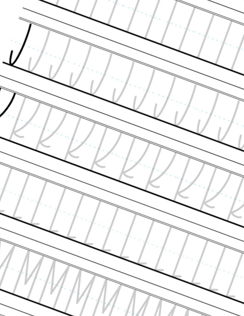I-J-K-L-M Tall Thin Hand-Lettering Worksheet