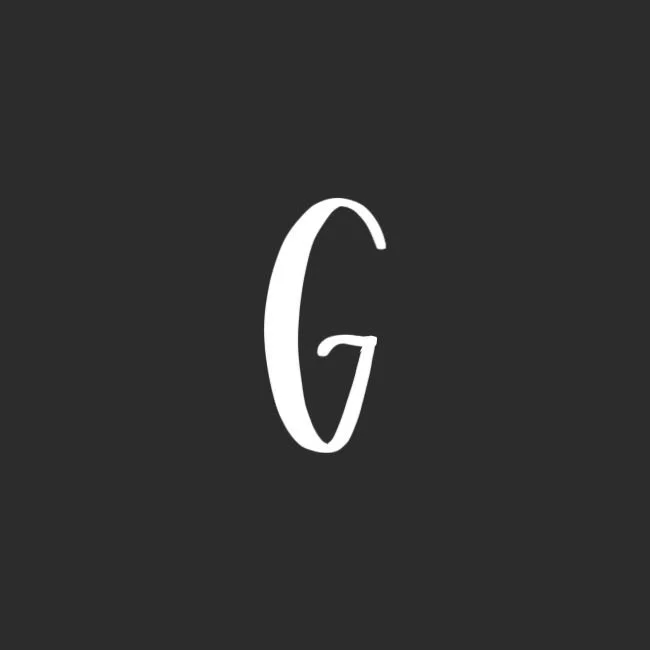 Uppercase Brush Letter G White on Black