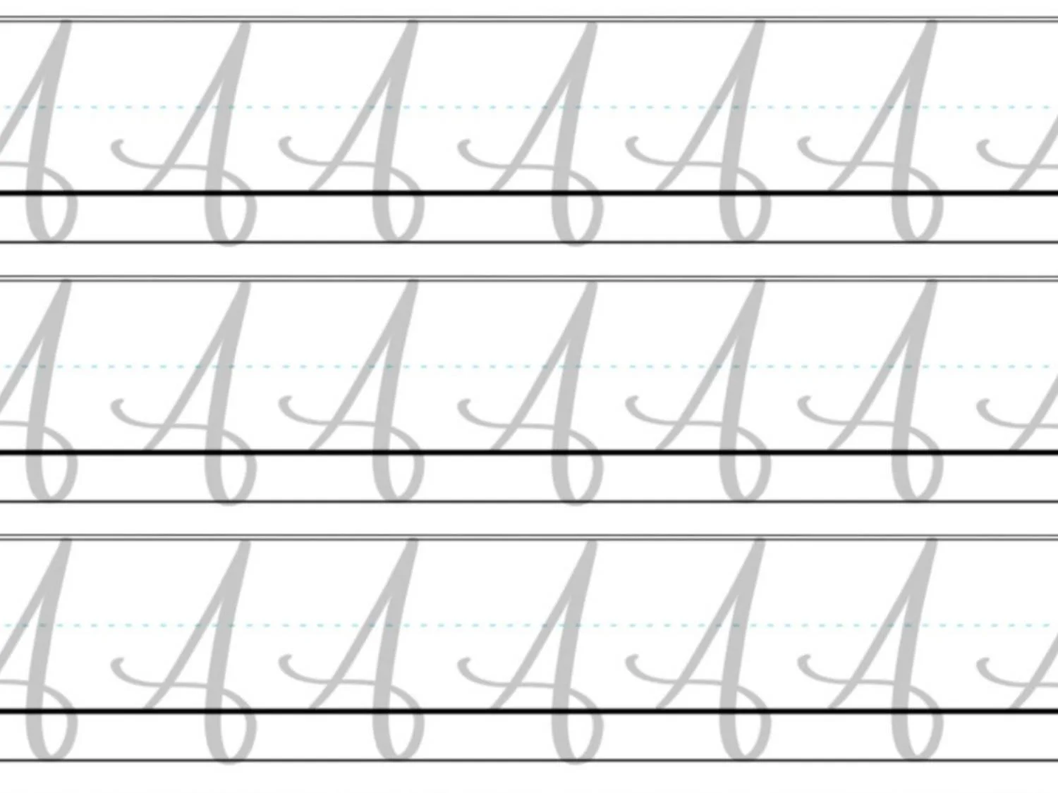 A in Calligraphy Drills