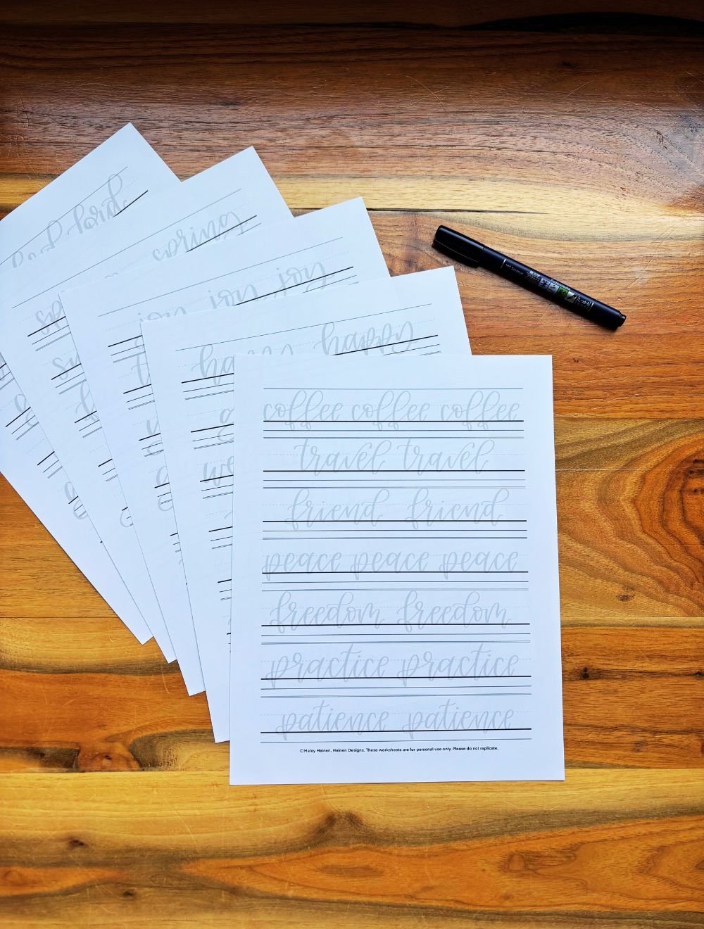 Brush Lettering Practice Words Worksheets