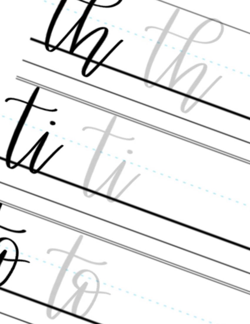 Lowercase Calligraphy Printable Letter Pairs TH TI