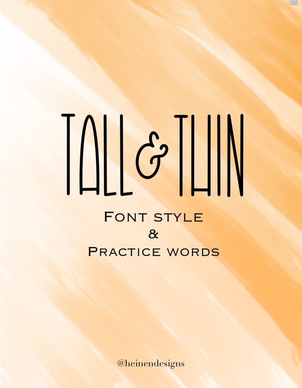 Tall & Thin Lettering Worksheets