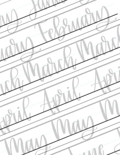 Months Hand-Lettering Practice Sheet
