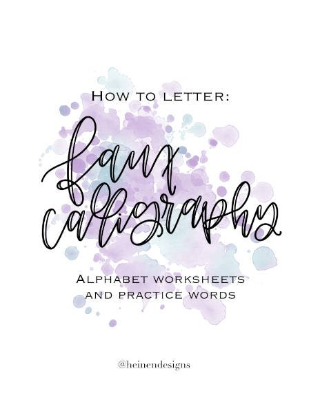 Faux Calligraphy Worksheets Heinen Designs