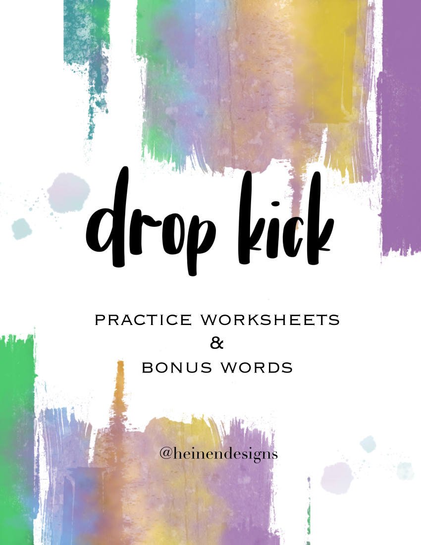 Drop Kick Lettering Practice Sheets PDF Heinen Designs