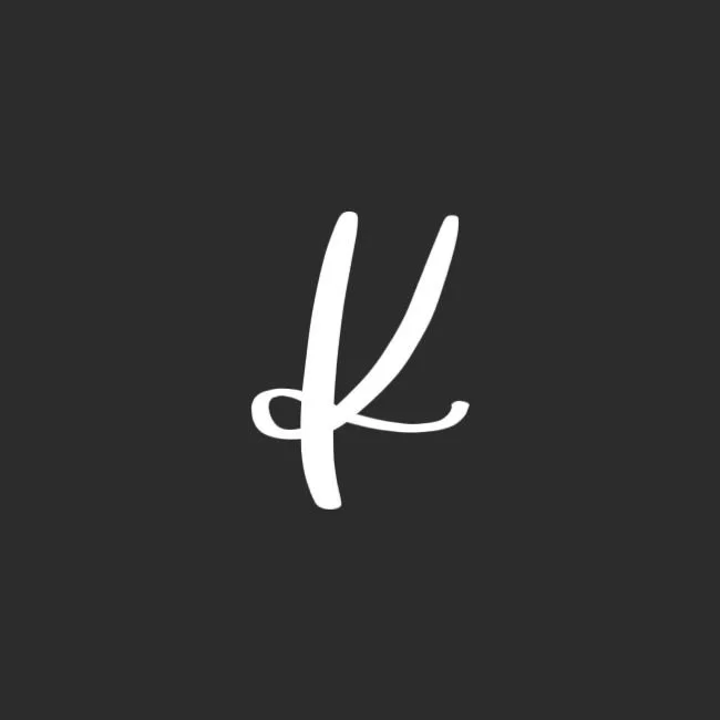Uppercase Brush Letter K White on Black