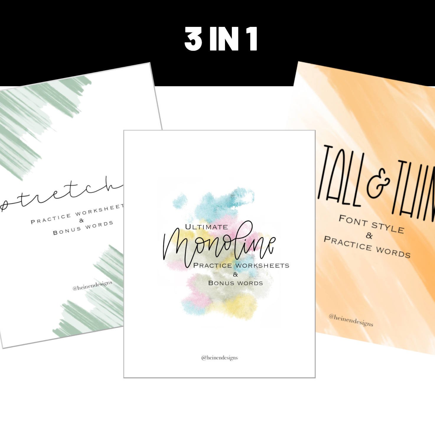 Monoline Stretchy Tall Thin Calligraphy Bundle Together