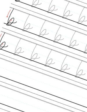 Monoline Lowercase b Calligraphy Book Page