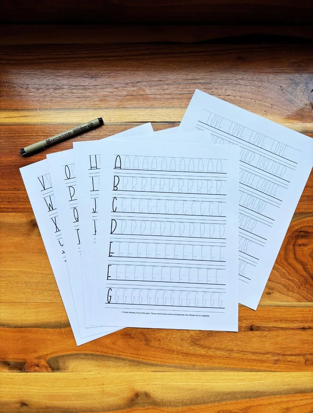 Tall & Thin Lettering Worksheets