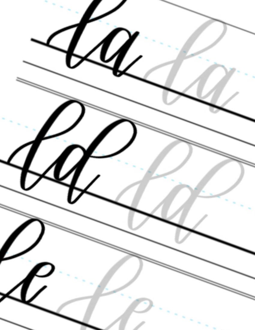 Lowercase Calligraphy Printable Letter Pairs LA LD