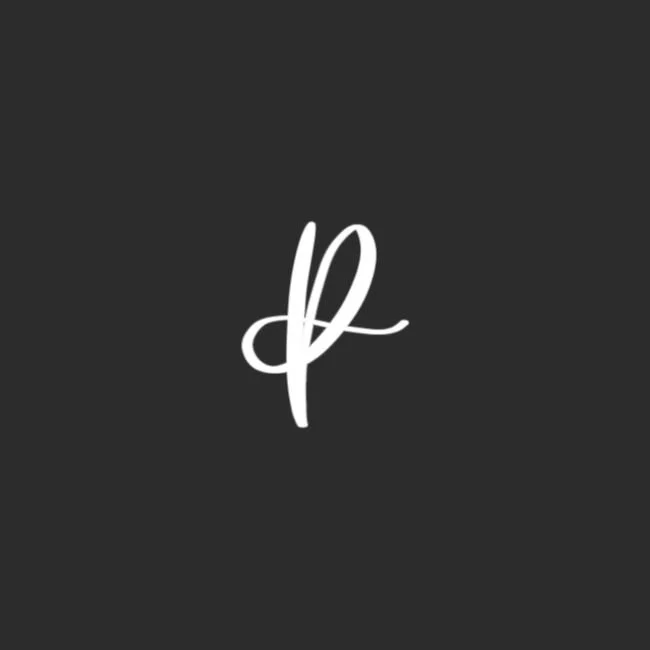 Lowercase Brush Letter p White on Black