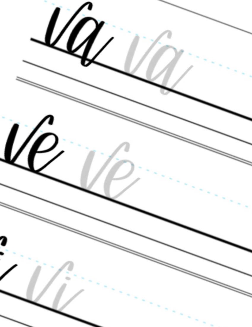 Lowercase Calligraphy Printable Letter Pairs VA VE