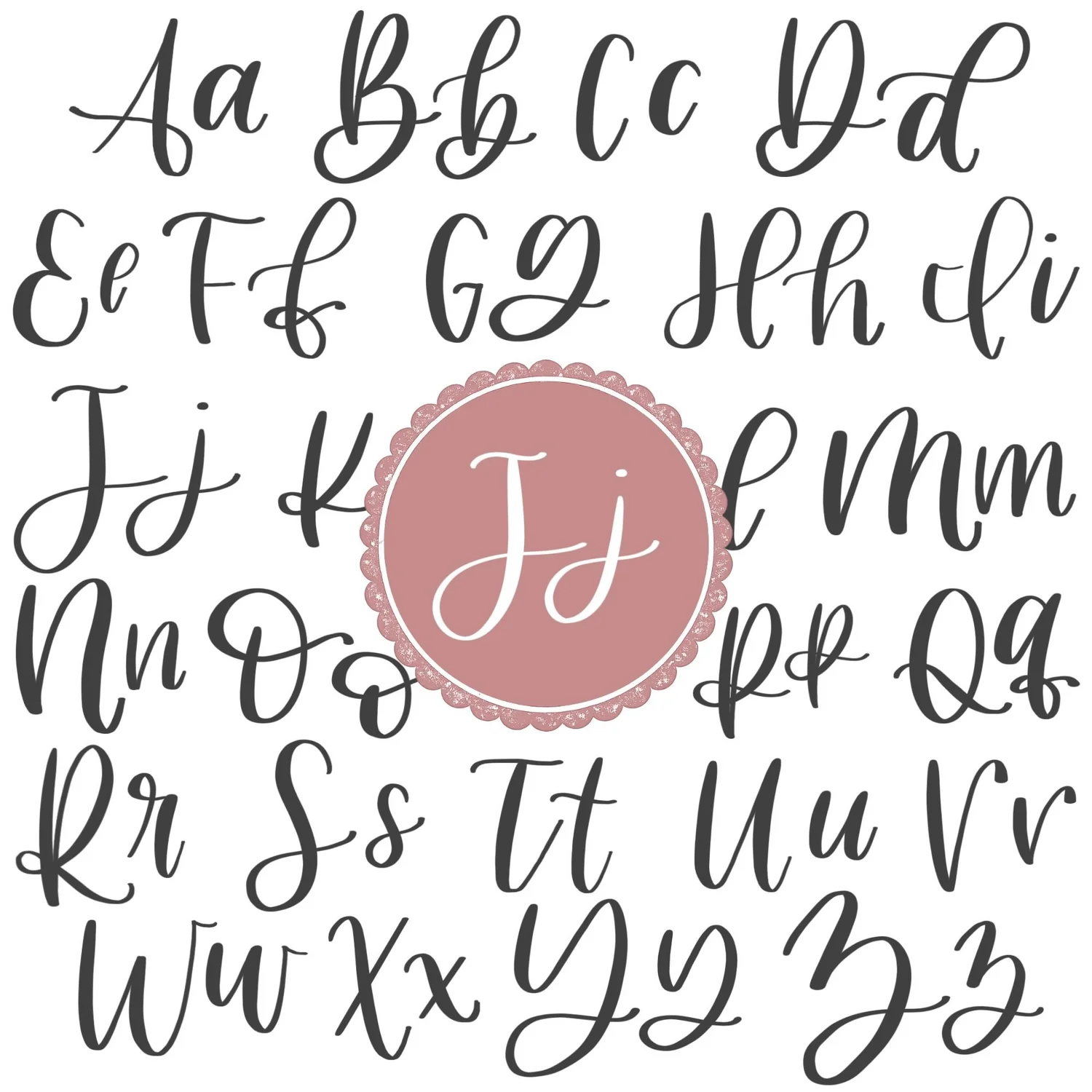 Calligraphy J: Uppercase, Lowercase, Strokes & Practice