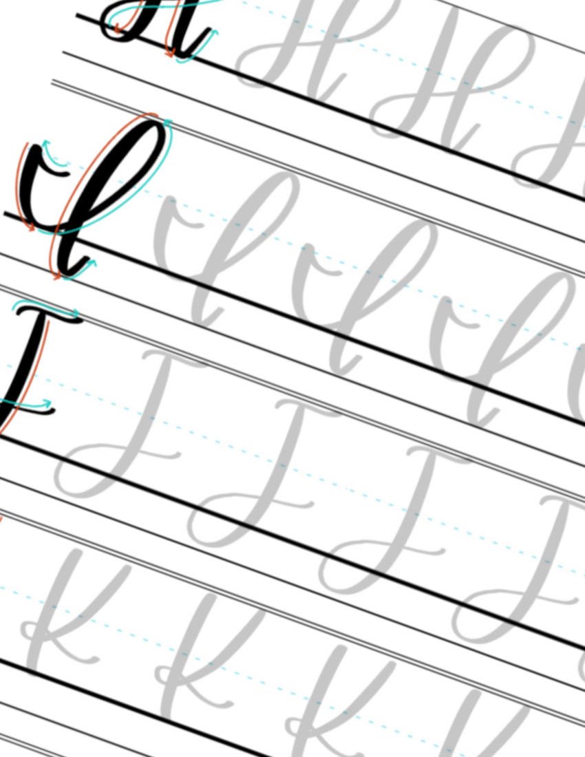 H-I-J-K Capital Calligraphy Tracing Letters