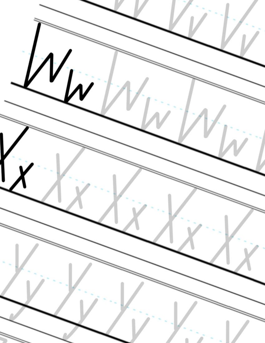 W-X-Y Quirky Monoline Calligraphy Sheet